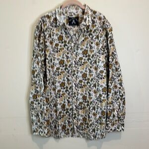 NWT Rock Roll N Soul white paisley print button down shirt size 2XL